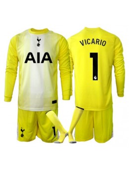 Tottenham Hotspur Guglielmo Vicario #1 Torwart Ausweichtrikot für Kinder 2025-26 Langarm (+ Kurze Hosen)
